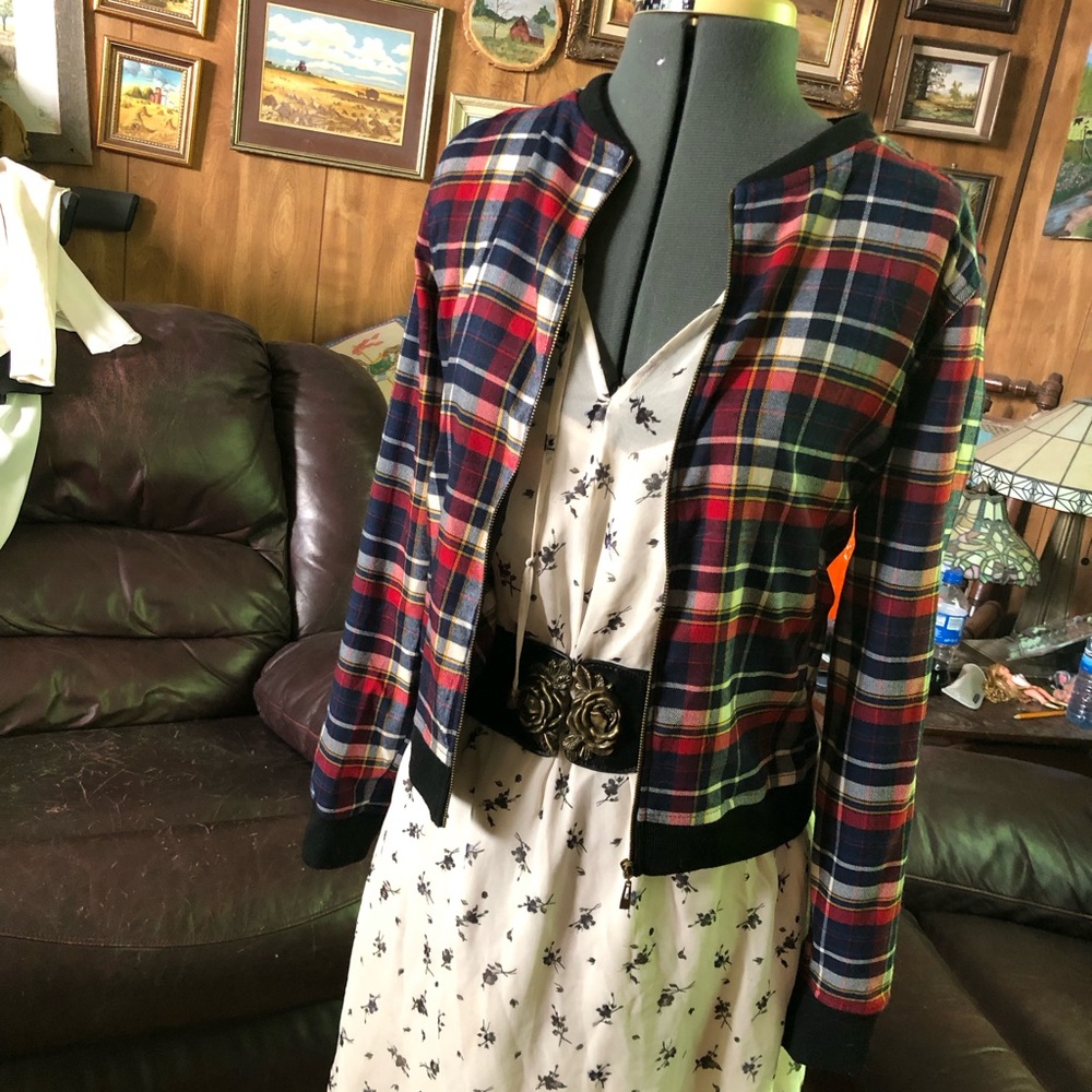 Plaid Zip Up Lightweight Jacket